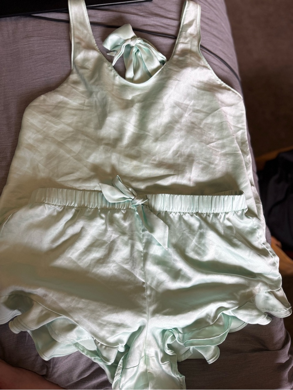 Victoria’s Secret Satin Tank & Ruffle Short Sleep Set - Mint